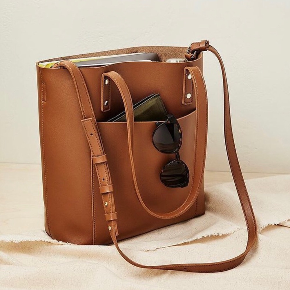 New Henny + Lev Tan Vegan Leather Everyday Tote